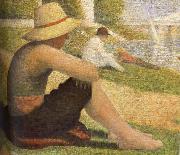 Georges Seurat The Boy Wearing hat on the ground Sweden oil painting artist